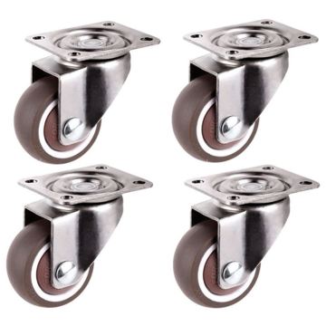 Mini casters, 1 inch/25 mm diameter, ultra-quiet wheel for bookcase drawers