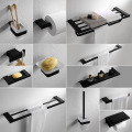 Black Square Bath Hardware Set wall mount solid stainless steel Bathroom Accessories Sj1