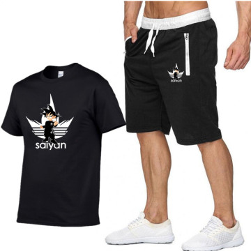 Fitness Summer Print Men Shorts+T shirt Men's Suit 2020 new Pocket zip set 2 Pieces men Sets Male Men Clothing Sportswear Set