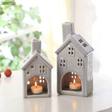 Ceramic Candle Holder Ornaments House Shaped Candlestick Creative Nordic Candlelight Home Dinner Wedding Table Decorations
