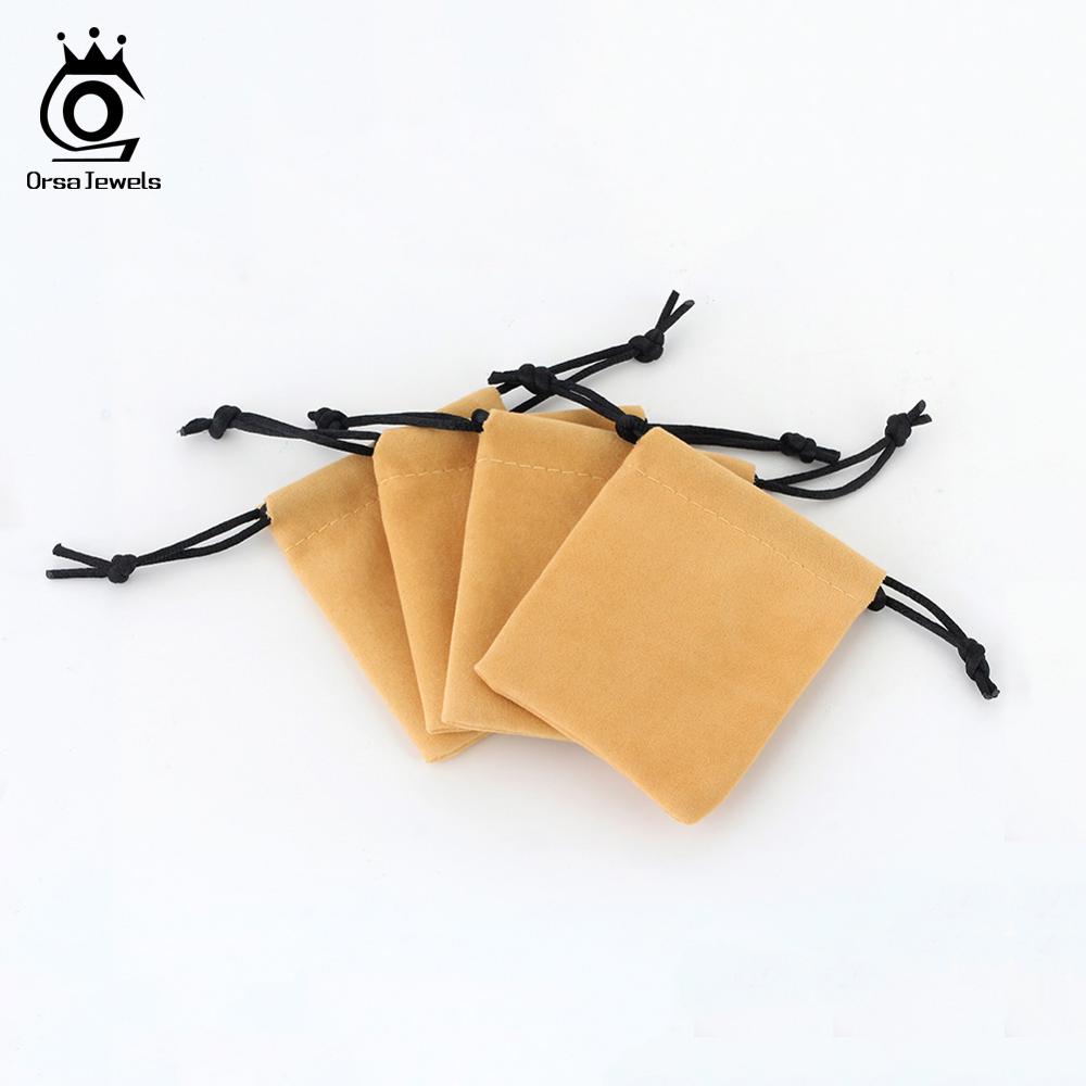 ORSA JEWELS Wholesale Velvet Pouches for Jewelry 7*9cm Gift Packing Gray Color Drawstring Velvet Bags For Wedding Party BZH13