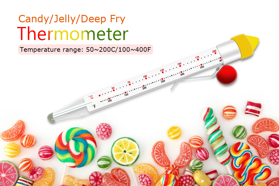 Glass Candy Instant Read Deep Fry Thermometer with Clip