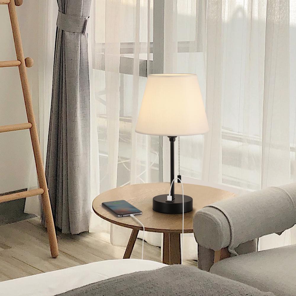 Bedside Nightstand Desk Lamp with Dual USB Charging-Ports