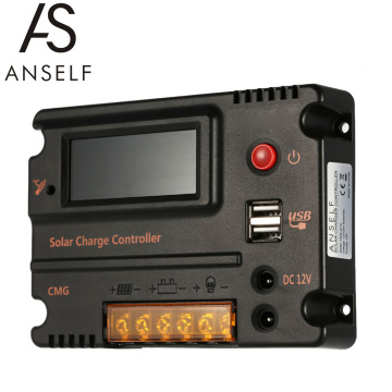 Anself 20A CMG-2420 LCD Solar Charge Controller Panel Battery Regulator Auto Switch Overload Protection Temperature Compensation