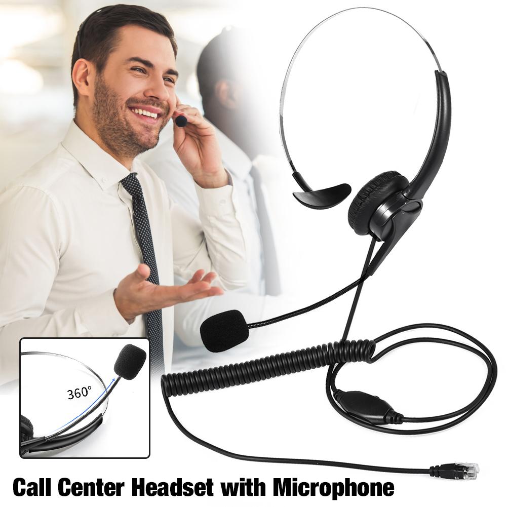 Call Center Wired Headset USB Headset with Microphone Computer Telephone Headphone for PC Landline Telephone