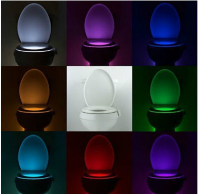 Smart Bathroom Toilet Nightlight LED Induction Activated On/Off Seat Sensor Lamp 8 multicolour Creative Toilet lamp Hot Sale
