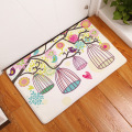 Chinese Painting Peach Blossom Magnolia Cage Birds Cartoon Owls Doormat Kitchen Mat Welcome Rug No-Slip Runner Rug Blue White