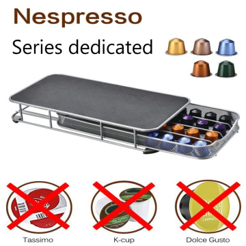 Coffee Machine Base Pod Holder Storage Drawer 40pcs Coffee Nespresso Capsules Drawers Stainless Organizer Stand Rack Drawers