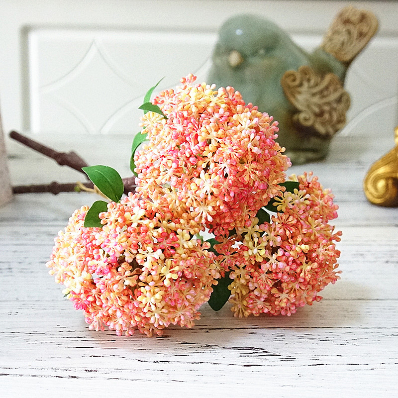 Luxury Oatmeal ball flowers plastic fake plants for spring home garden Decoration floral artificial flowers 3Pcs/ bunch