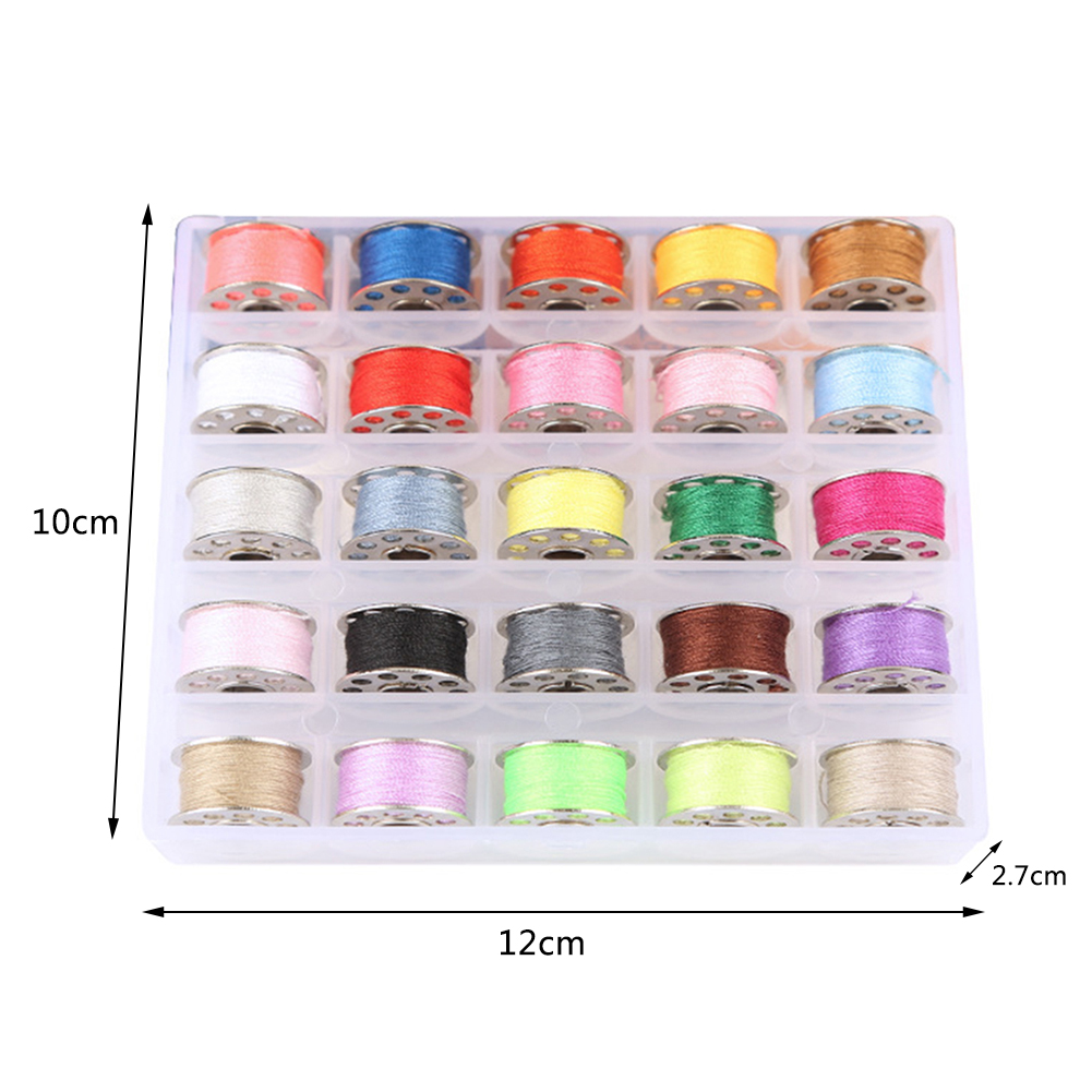 25pcs/box 25m/roll Sewing Thread Kit for Sewing Machine Reel Bobbin Line Shuttle Core DIY Apparel Embroidery Supplies