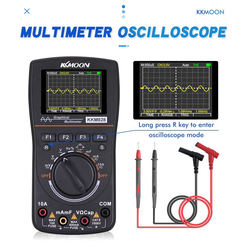 KKmoon kkm828 2.4In Graphical Digital Oscilloscope Multimeter 2 in1 1MHz Bandwidth 2.5Msps Sampling Rate for DIY Electronic Test