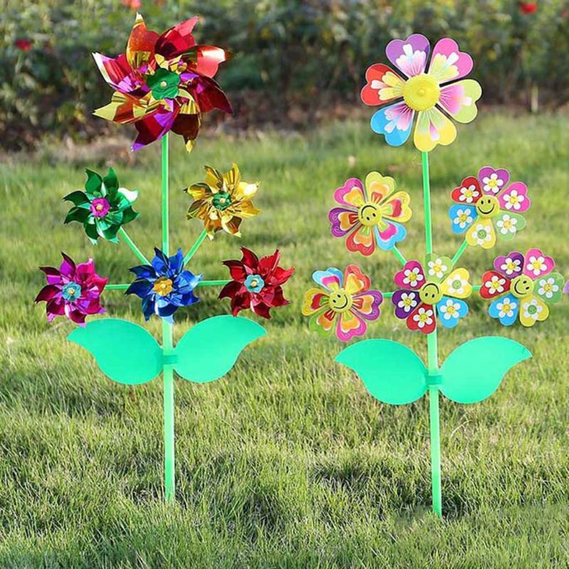 6 Wheel Cartoon Windmill Toys Whirligig Wind Spinner Pinwheel Yard Garden Decor X7YD