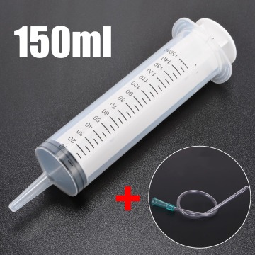 1 Set 150ml Clear Large Syringe Plastic Large Disposable Syringe Feeding Inlet Pump Oil & 1m Soft Tube For Injectors Ink
