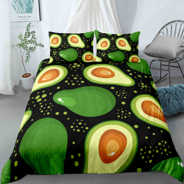 Premium Products Quilt Covers Avocado Printing Pattern Bedding Sets Soft Duvet Cover Set Pillowcases Multi Size 2/3 Pcs