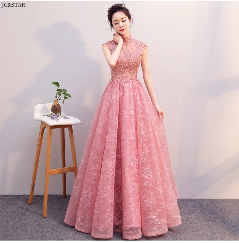 Plus size Dusty pink bridesmaid dresses new lace back A line robe demoiselle d'honneur vestido madrinha wedding guest gown
