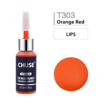 CHUSE Microblading Micro Pigment T303 Orange Red Permanent Makeup Tattoo Ink Cosmetic Color Passed SGS,DermaTest 12ml (0.4fl.oz