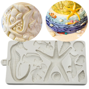 3D Sea Horse Shell Starfish Silicone Mould Chocolate Fondant Mold DIY Party Cake Decorating Tools Cupcake Candy Clay Molds