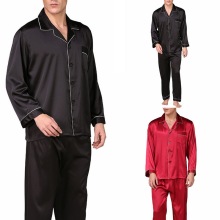 Men's Stain Silk Pajama Sets Men Pajamas Silk Sleepwear Male Modern Style Soft Comfortable Satin Nightgown Male Clothes 2020 New