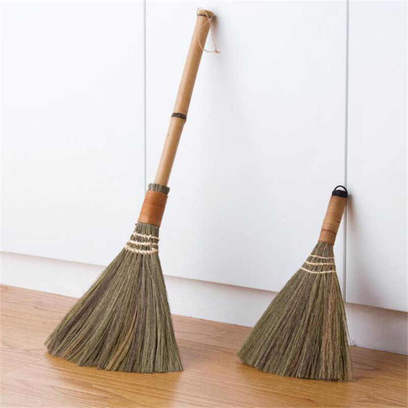 Wood Floor Sweeping Broom Straw Braided Manual Archaize Broom Sweeper Soft Hair Fur Household Floor Home Duster Cleaning Tool