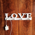 Wooden LOVE Hanger 4 Hooks On The Wall Bathroom Door Hanger Hooks For Key Clothes Bag Holder