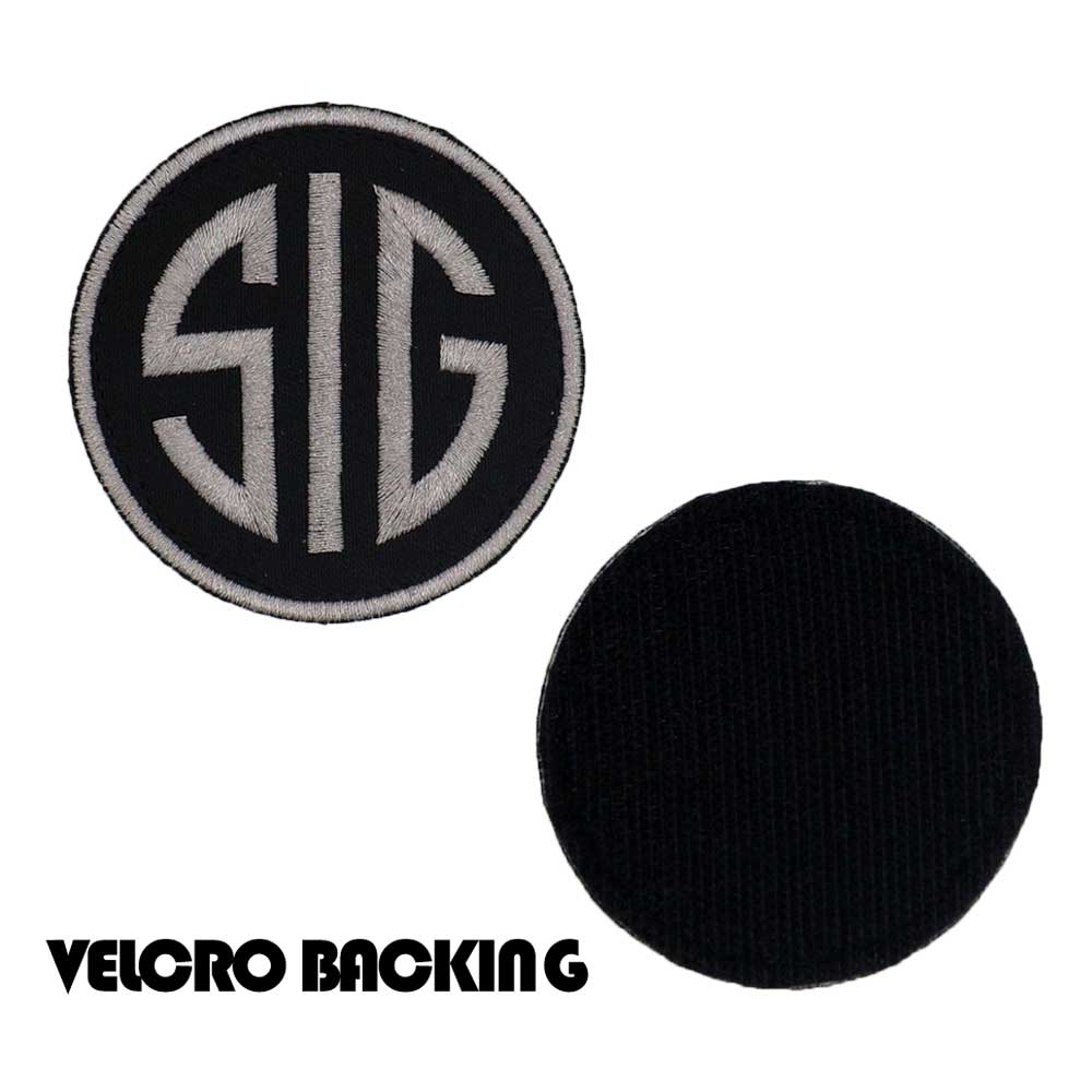 SIG ROUND CIRCLE PATCH Embroidered HOOK AND IRON ON BACKING