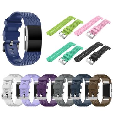 16 Colors 3D Texture Silicone Strap for Fitbit Charge 2 Smart Watch Strap Buckle Watchband Wrist Band Bracelet Clock Accessories