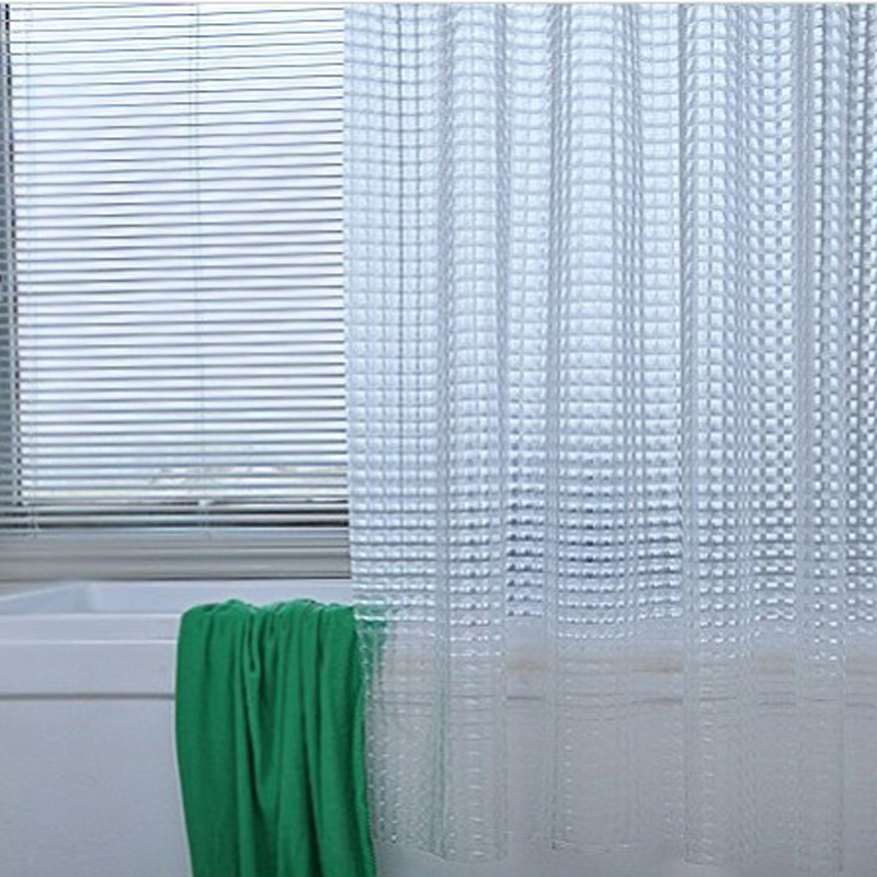 Plastic PEVA 3d Waterproof Shower Curtain Transparent White Clear Bathroom Curtain Luxury Bath Curtain With 12pcs Hooks