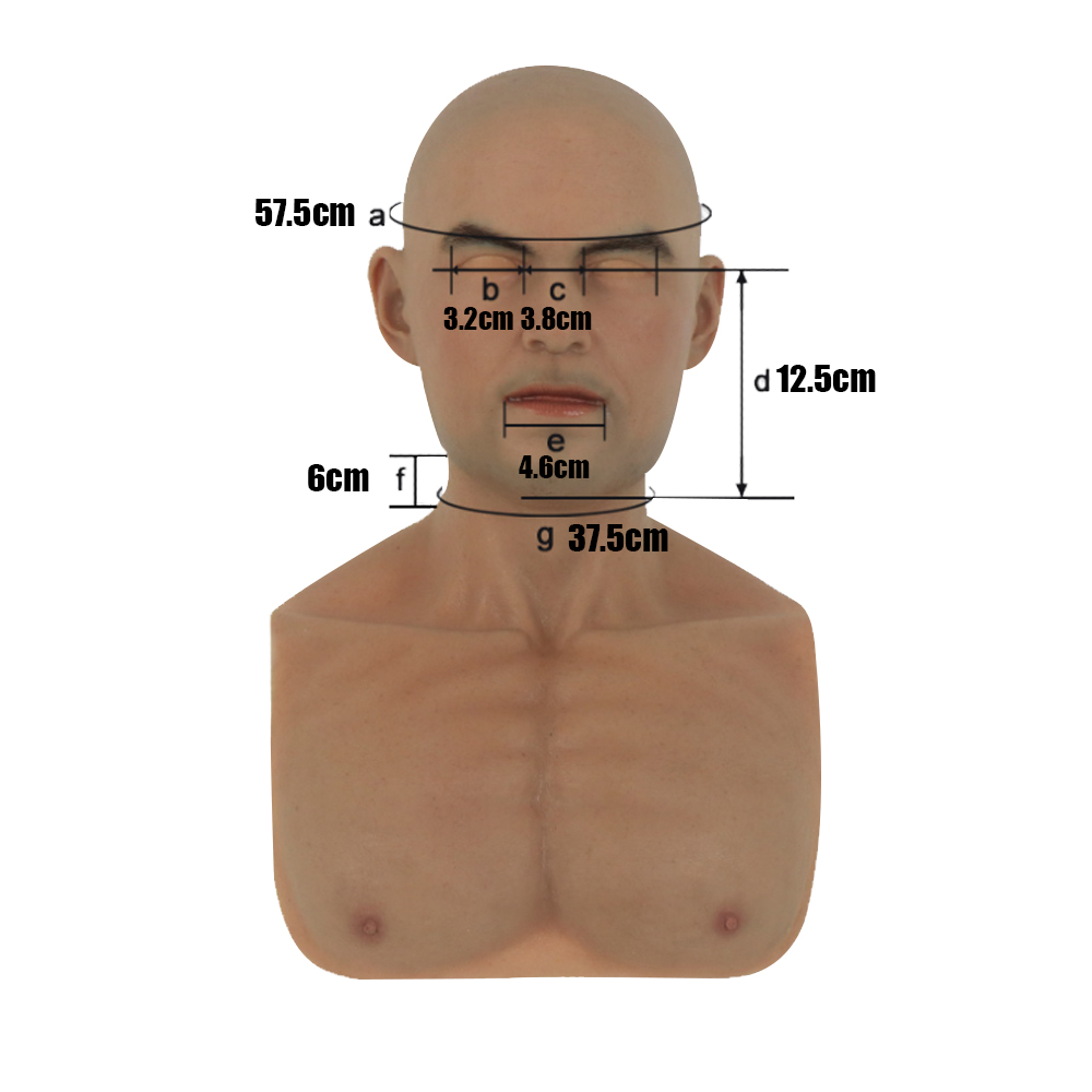 KnowU Silicone Male Mask with Chest Hair Eyebrows Open Mouth Headgear Cosplay Crossdress