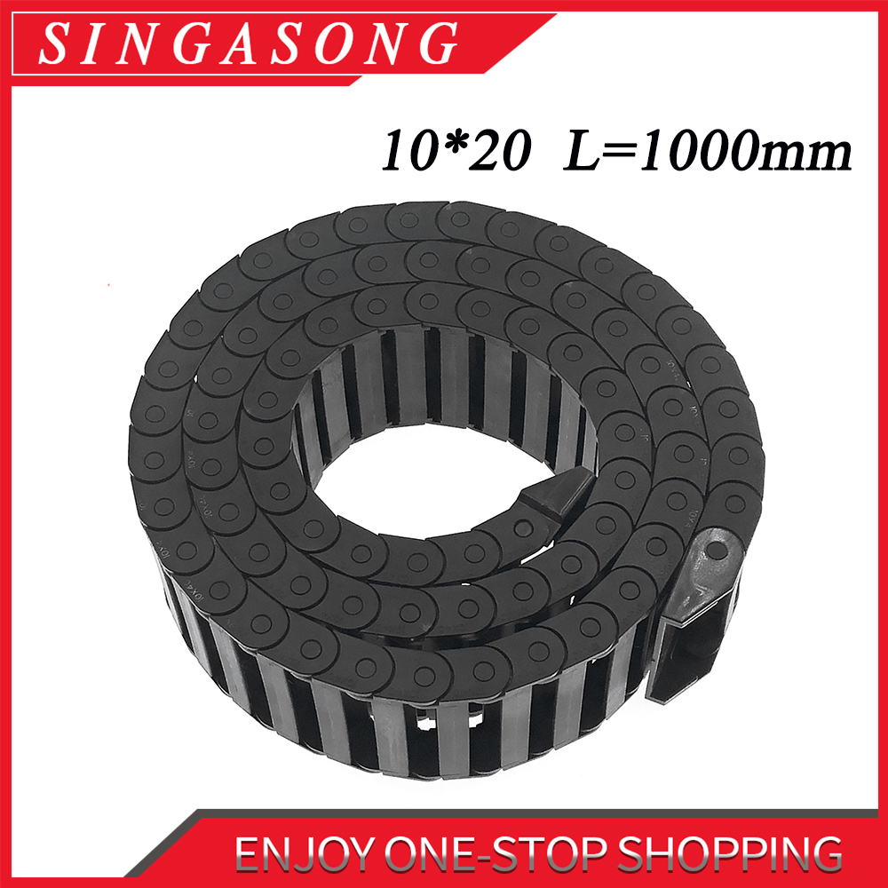 10 x 20mm 10*20mm L1000mm Cable Drag Chain Wire Carrier with end connectors for CNC Router Machine Tools