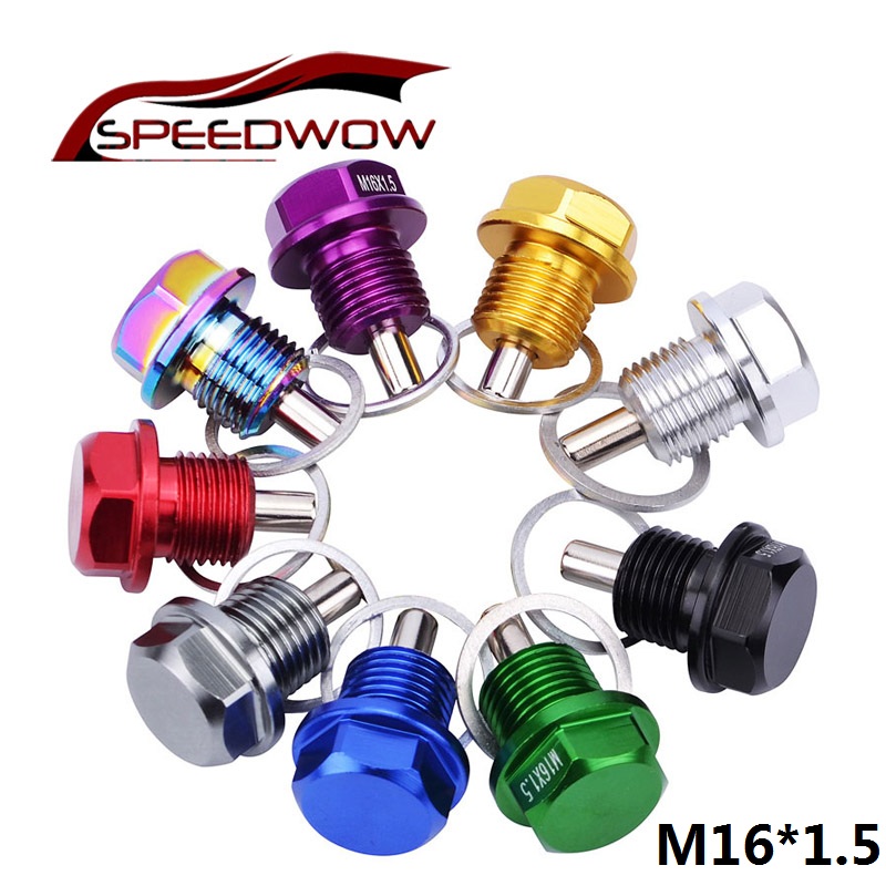 SPEEDWOW M16*1.5 Magnetic Oil Sump Nut Oil Plug Nut Magnetic Magnetic Oil Plug Nut For BMW Toyota Scion Subaru JDM Car Styling