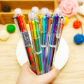 6 In 1 Transparent Ballpoint Pen Drawing Toy Gel Pen Multicolor Painting Drawing Board Kids Birthday Gift School Stationary