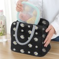 New Japanese Daisy Waterproof Oxford Cooler Bags Portable Zipper Thermal Lunch Bags For Women Convenient Lunch Box Tote Food Bag