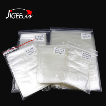 JIGEECARP 50PCS Carp Fishing PVA Bags Fast Dissolving Environmental Fishing Material Tackle Carp Bait Bags 5*10cm 7*10cm etc.
