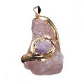 Gemstone Crystal Raw Rock Rough Irregular Shape Pendant Natural Stone Gold Plated Charm Pendant for DIY Jewelry Making