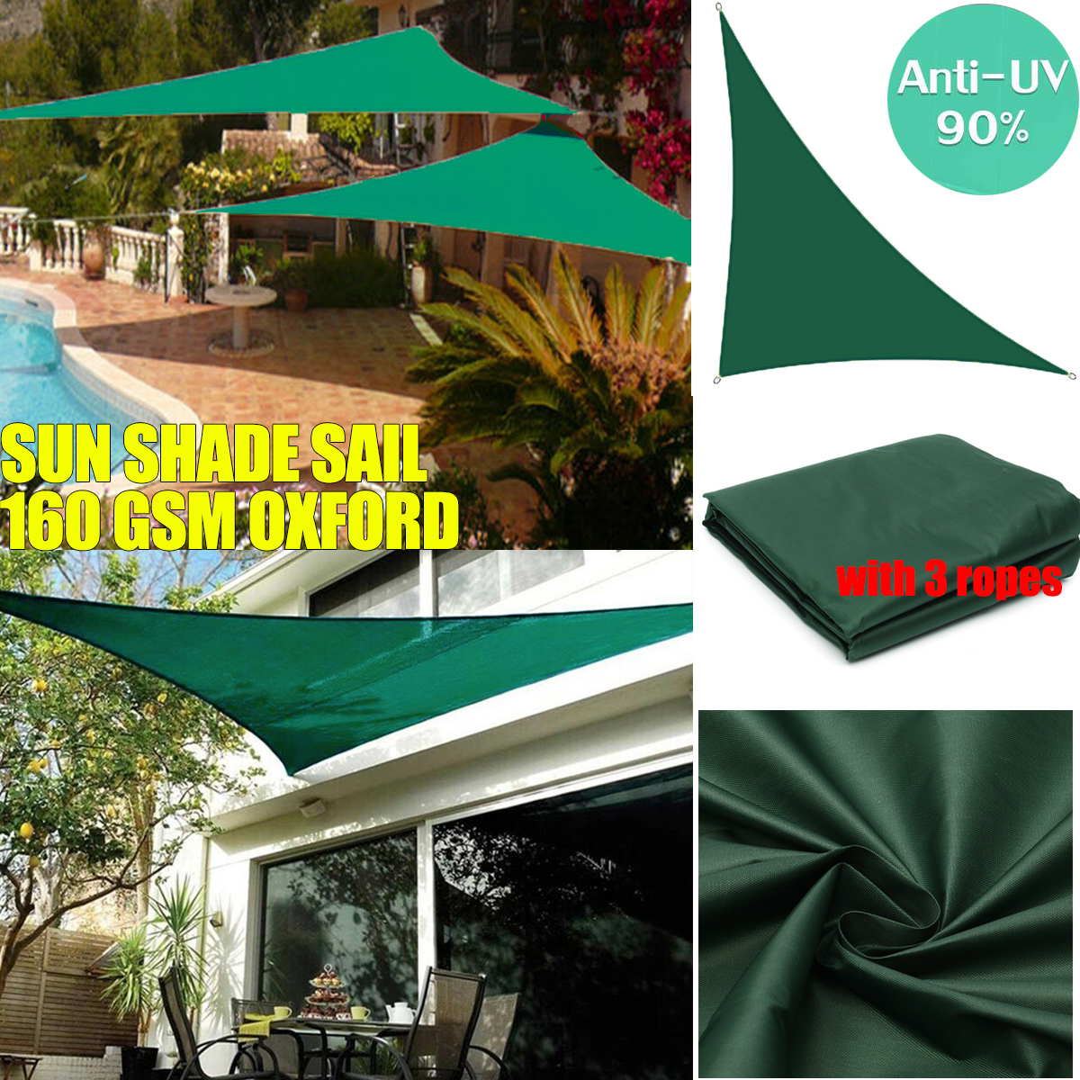 Army Green 300D 160GSM Oxford Fabric Right Triangle Shade Sail Waterproof outdoor sunshade Swimming Pool Cover Sunscreen gazebo