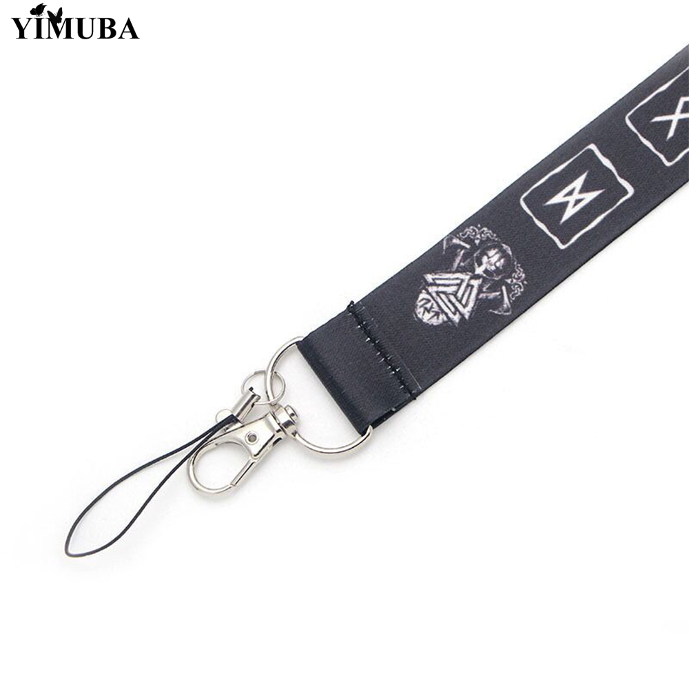 YIMUBA Vegvisir Viking Rune Compass Lanyard Keychain Mobile Phone Hanging Rope Neck Straps Key ID Card Badge Holder Accessories