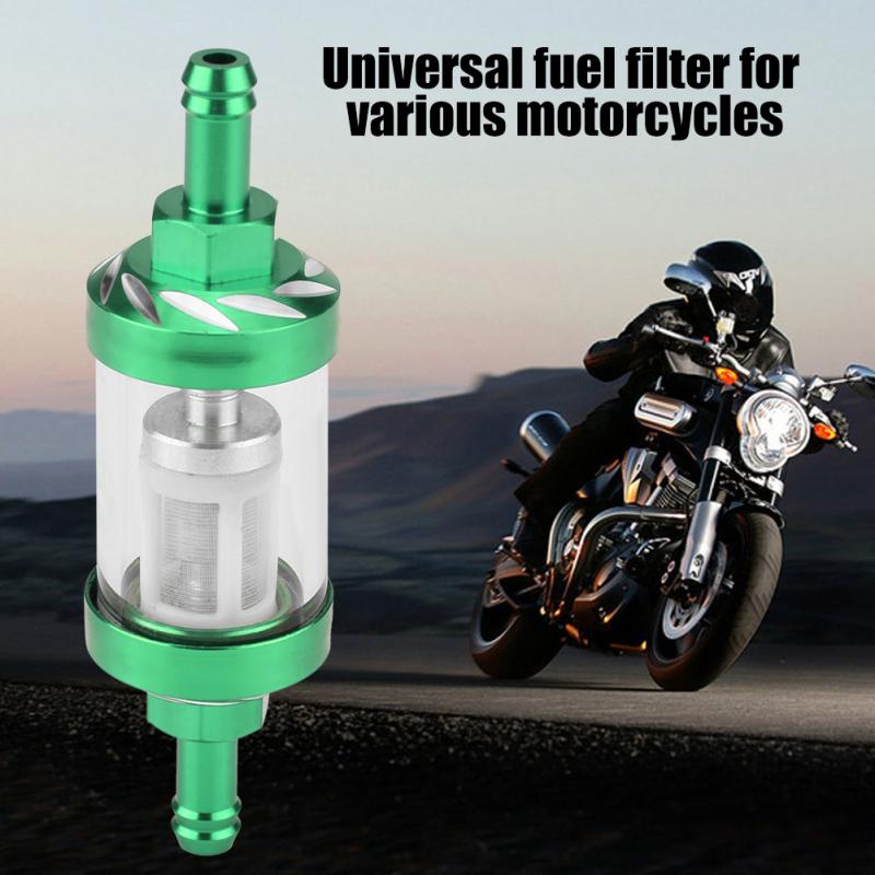 Motorbike Oil Filter Metal Glass Inline Gas Oil Fuel Filter 8mm Thread Replacement for Motorcycle Fuel Filter Red/ Green/ Blue