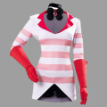 Anime Hotel Cosplay Costume Webcomic Dust Angel Uniform Women Girls Mardi Gras Carnival White Suit with Pink Stripes