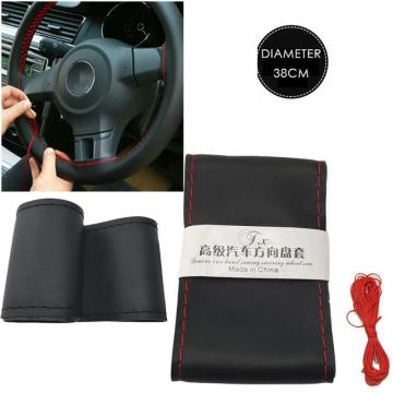 Car Steering Wheel PU Leather Steering Covers 37cm/38CM DIY Soft Leather Braid Design Car Accessories Steering Wheel Cover