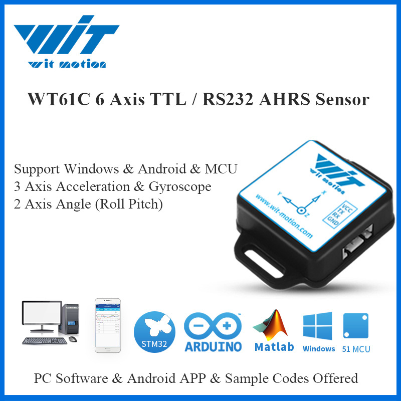 WitMotion WT61C IMU 6 Axis Sensor Tilt Angle (Roll Pitch) + Acceleration + Gyroscope MPU6050 Inclinometer For PC/Android/MCU