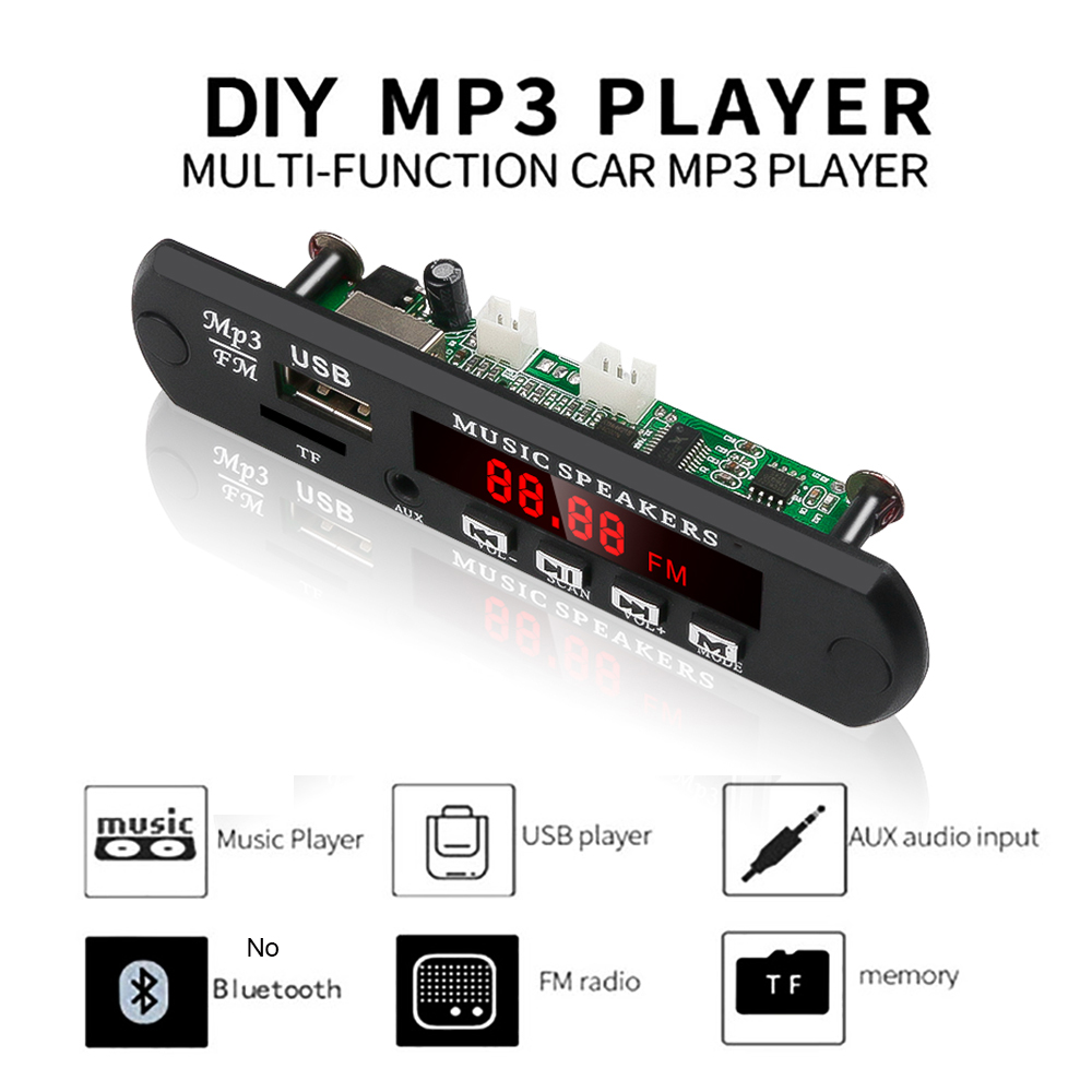 kebidu Wireless 5V 12V MP3 WMA WAV Decoder Board Audio Module USB TF Radio For Car accessories with Remote Control No Bluetooth