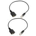 Retail 2x RJ9 To 2 Port 3.5mm Female Jack headset Adapter Cable for Telephone Headset to CISCO