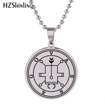 Polished Vassago Sigil charm Yoga Pendant Round Hand Craft Necklace Pendants Art Jewelry Ball Chain HZ7