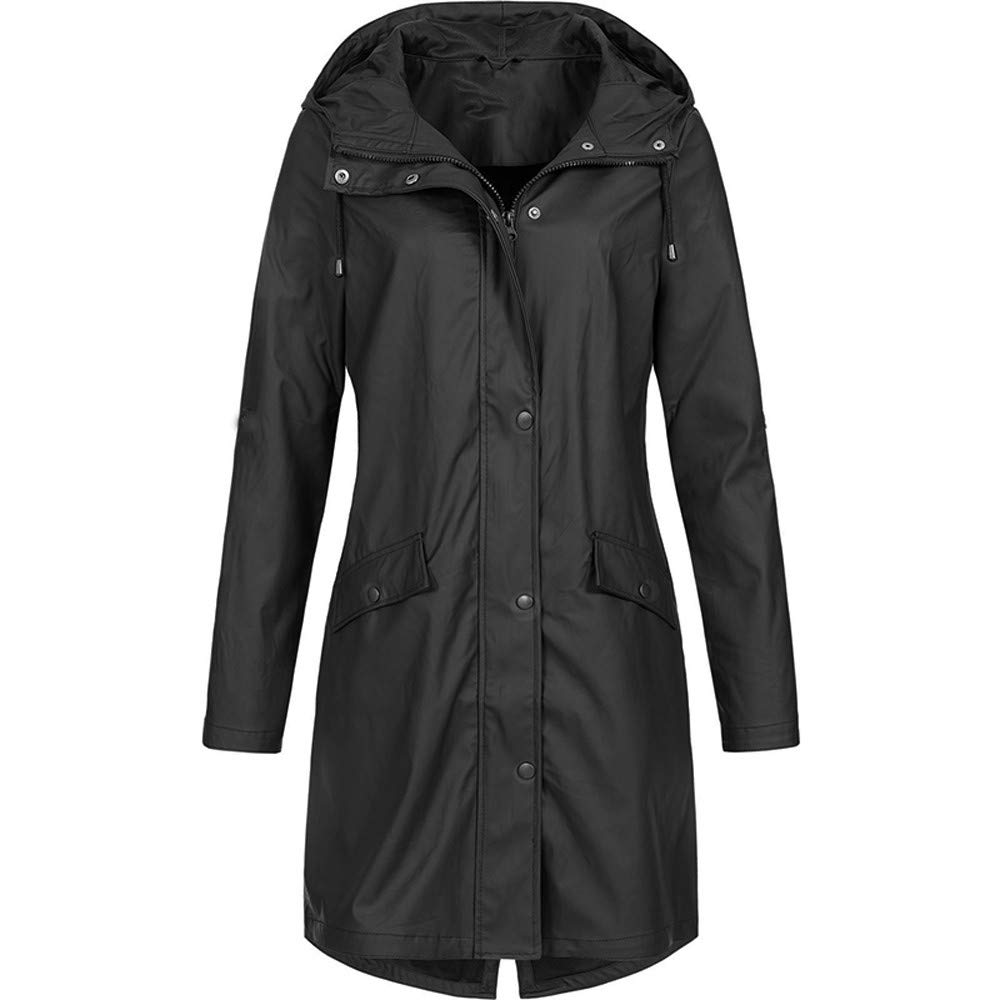 Women Rain Jacket Hooded Coat with Pockets Outdoors Ladies Waterproof Windbreaker Lightweight Hooded Raincoat S-5XL