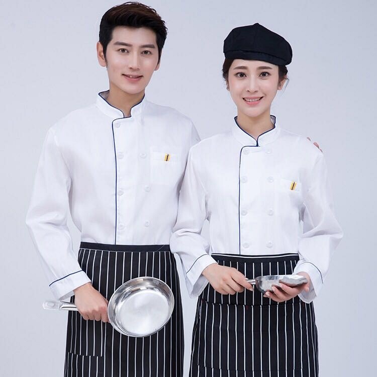 Large Size Chef Uniform Long Sleeve White New Men Women Kitchen Hotel Restaurant Red Blue Edge High Quality Hygroscopic Workwear