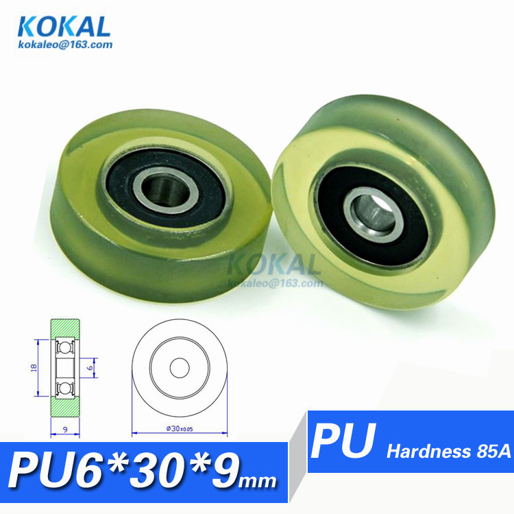 [PU0630-9]1PCS polyurethane PU low noise Vending machine bearing roller currency count manchine TPU rubber roller 6*30*9mm