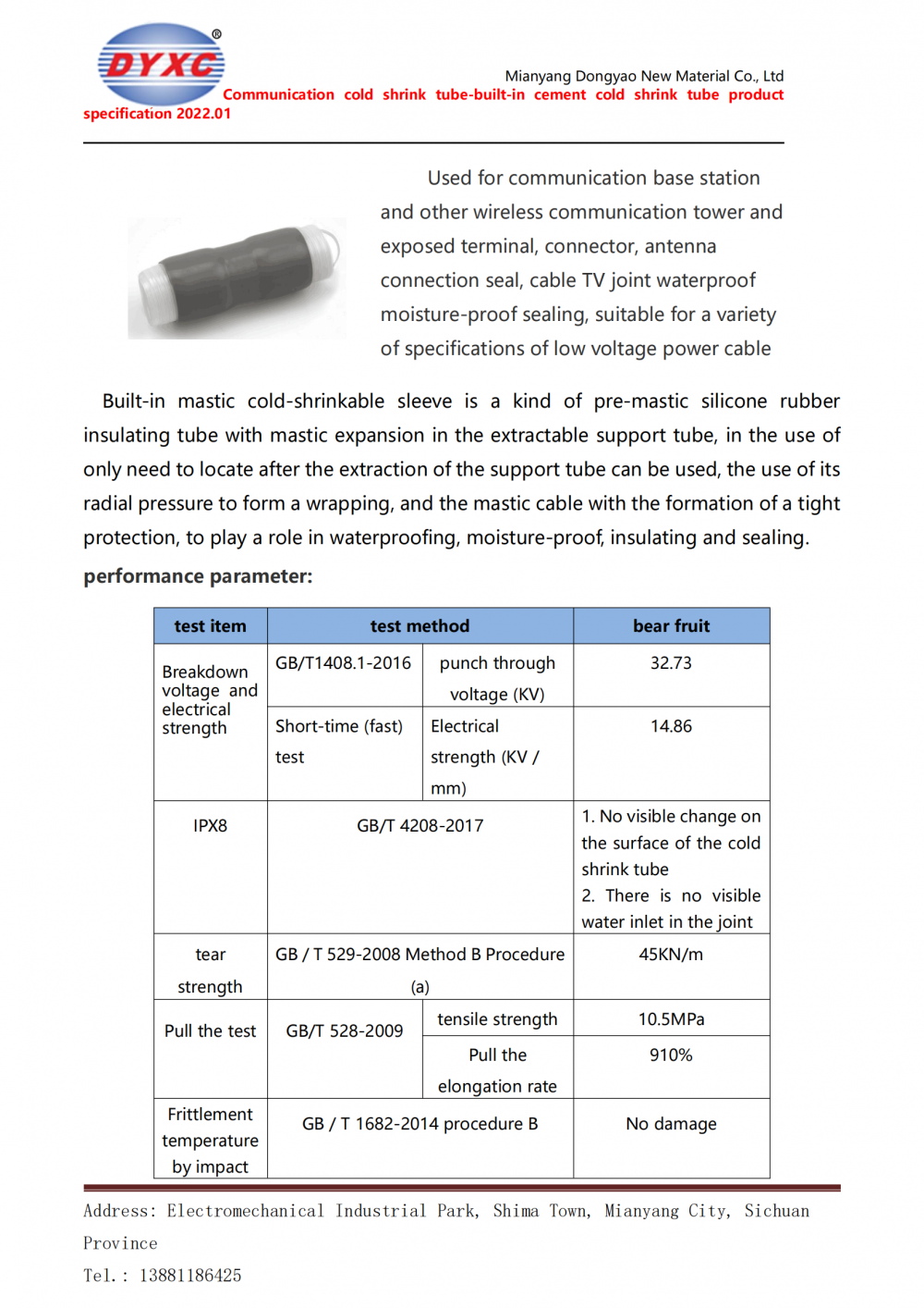 Mastic Cold Shrink Tube