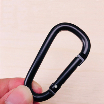 2020 New Hot Practical 10 Pcs Black D Shaped Aluminum Alloy Carabiner Hook Keychain Climbing Equipment Karabiner Mosqueton