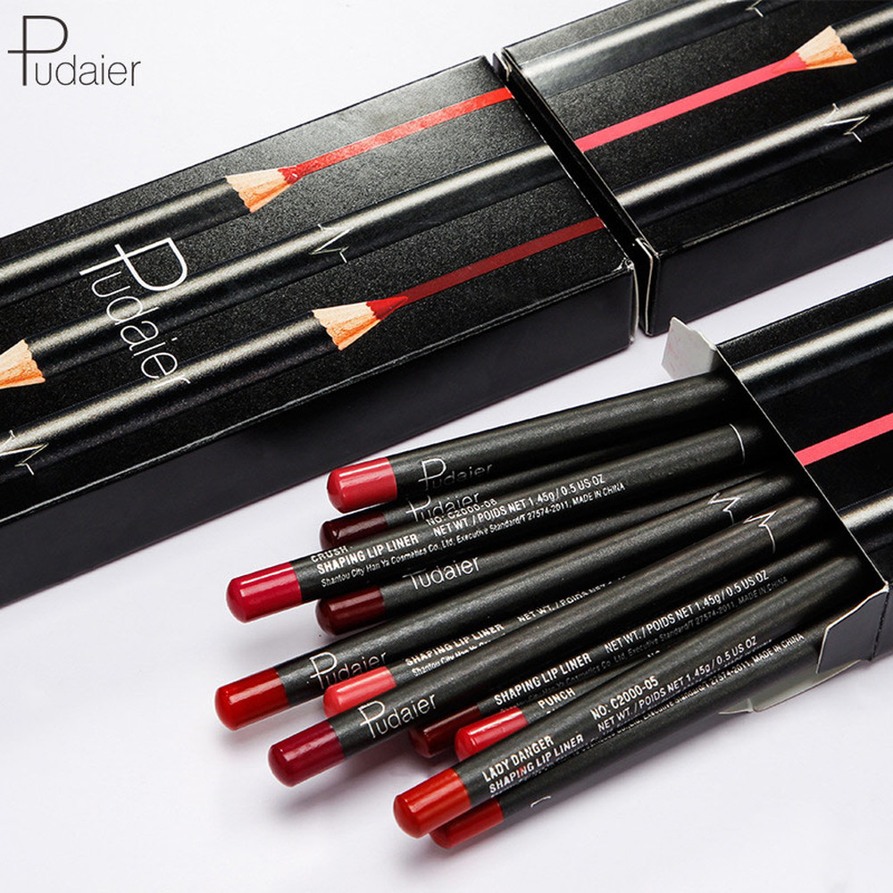 Pudaier 12 Pcs Matte Lip Liner Pencil Makeup Set Waterproof Lipliner Long Lasting Moisturizer Colorful Soft Lips Cosmetic Pen