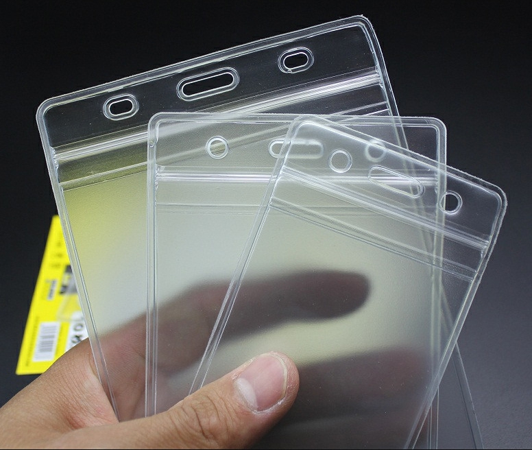 10 PCS Transparent Vinyl Plastic ID Card Holder with Zipper Badge Holder Accessories School Supplies